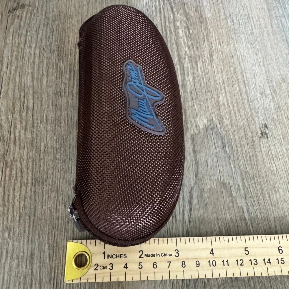Maui Jim Sunglass Brown Zippered Case Blue Logo CASE ONLY Swivel Clip